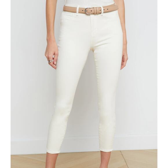 L'AGENCE Denim - L Agence Margot Cropped High Rise Skinny Jeans Vintage White Sz 31 Super Stretch